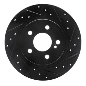 Mercedes-Benz C300 Brake Rotor (1) - Rear Right - R1 Concepts - Drilled & Slotted - Black - `08-`15